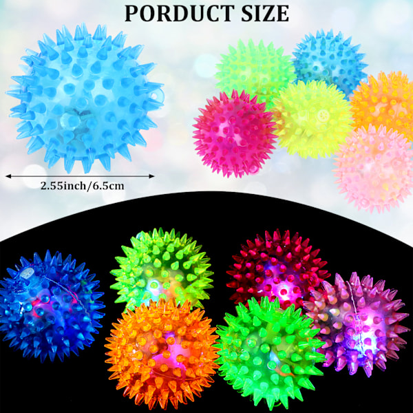 24 Pieces Light Up Bouncy Ball Light up Spike Rubber Ball Senso Blue