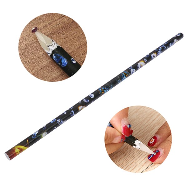 1 stk Blyant Dotting Pen Voks Rhinestones Nail Art Plukningsværktøj