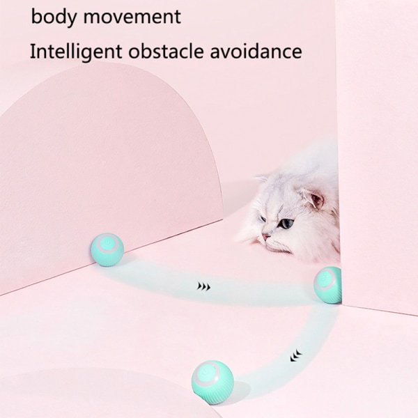 Elektrisk kattbollleksaker Automatisk rullande smarta kattleksaker Self-mo Pink