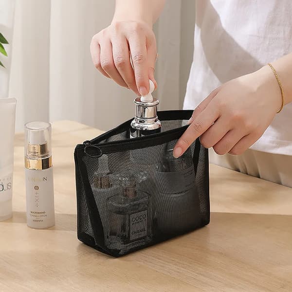 Mesh klare kosmetiktasker Små store sorte makeuptasker bærbare S