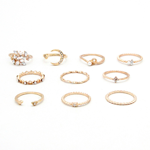 10st/ set Moon Star Ringar Dam Flickor Bohemian Set Gi One Size