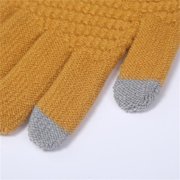 Vinter Touch Handskar Kvinnor Män Varma Tjocka Stretch Stickade Full Finger Gray