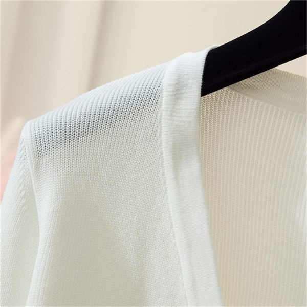 Naisten olkapäitä kohauttavat Solid Elegantti Hengittävät vapaa-ajan neuletakit n Style White One size