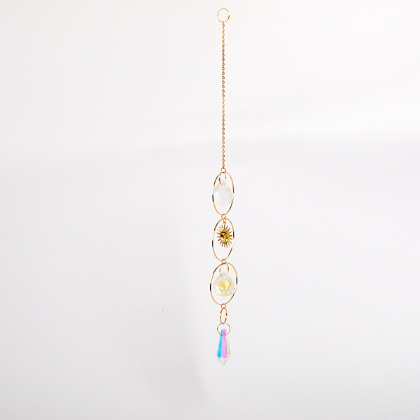 Crystal Sun Catcher Fönsterhängande Prisma Dekoration Rainbow Win Gold