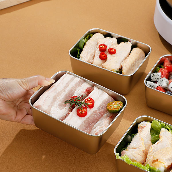 Behållare av rostfritt stål förseglad Crisper Förvaring Lunch Box Bow C with lid