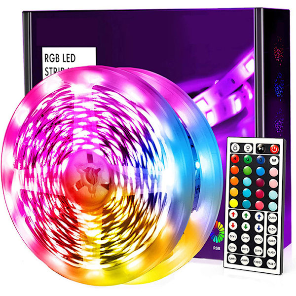 2X LED Strip Light RGB 5050 44 knappar infraröd kontroll För TV Comp EU