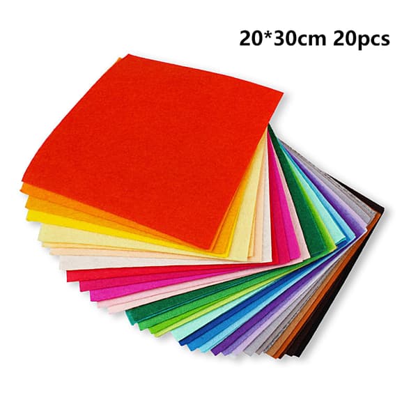 20 stk. bløde filtstofplader 20 farver patchwork syning DIY håndværk A5