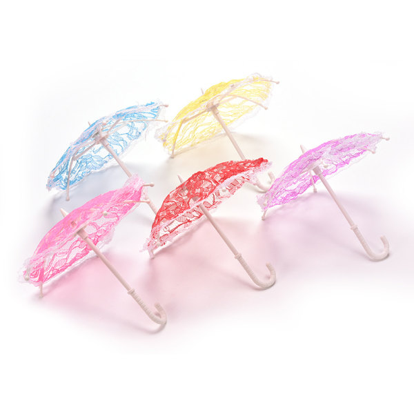 1X paraply för Barbies med spetsflickor klassiska dockskåpsmöbler