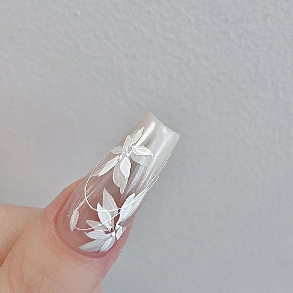 White Magnolia Flower Nail Sticker Enhancement Adhesive Decal D DH-587