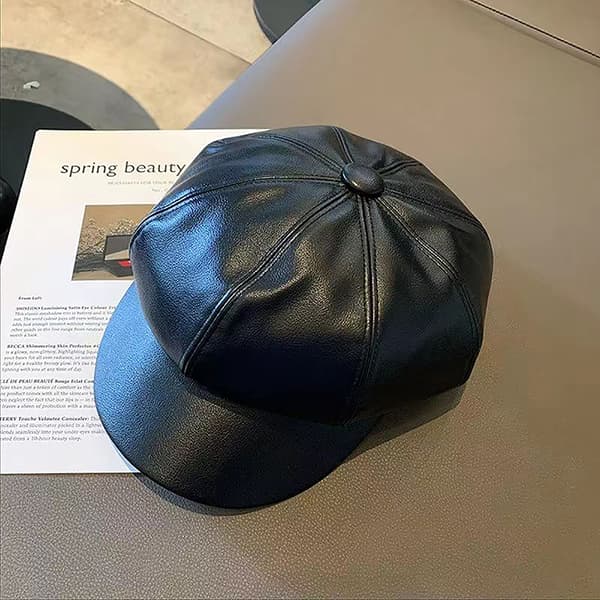 Solid Beret Cap Beret Fransk Kunstner Varm Lue Dame Black