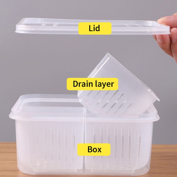4 Grids Frukt Förvaringsbox Fack Kylskåp Frys Org