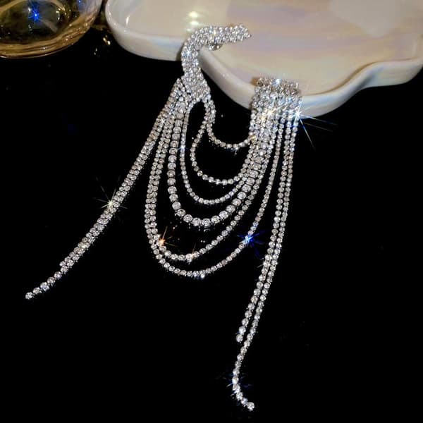 Rhinestone Geometrisk Kvast Revers Broche Nål Multi-Layer Rhines onesize