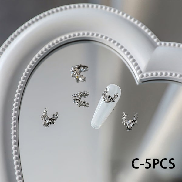 5 ST 3D Nail Art Crystal Fjärilsdekorationer Berlocker DIY Manic C