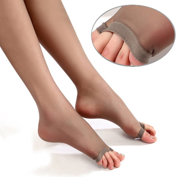 Kvinnor Sheer Ultra-Tunn Tights Strumpbyxor Strumpor Open Toe Byxa Grey 75cm