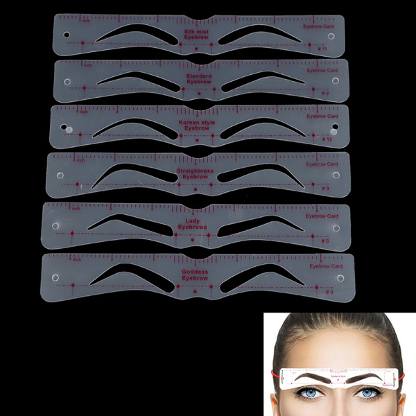 12 Styles Makeup Værktøj Thrush Card Grooming Eyebrow Shaper Kit