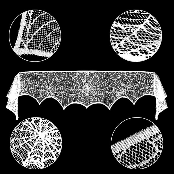Halloween-koristelupitsi hämähäkinverkko luurankokallo pöytäliina B