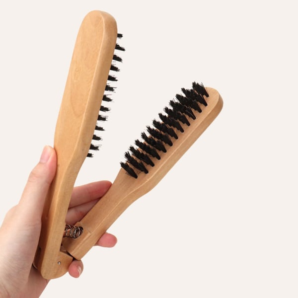 Naturlig Børste Dobbeltsidet Straightening Brush Clamp Hair Hai onesize