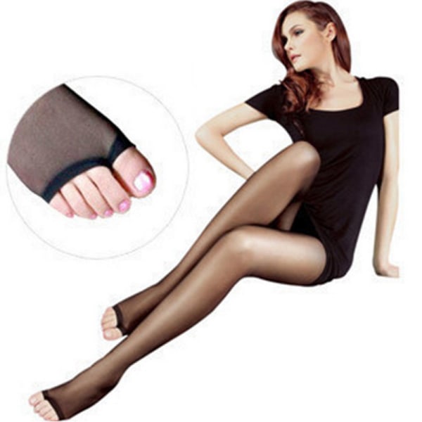 Dame Sheer Ultra-Thin Tights Strømpebukse Strømper Åpen tå bukse Black 75cm