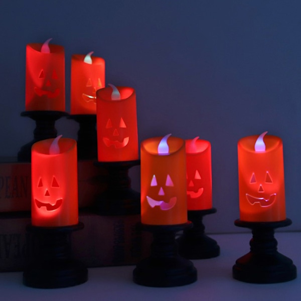 Halloween stearinlys LED fargerik lysestake bordplatedekor One Size