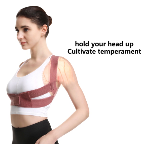 Justerbar elastisk rygg for kvinner Beltestøtte Posture Corrector Br Black（L）