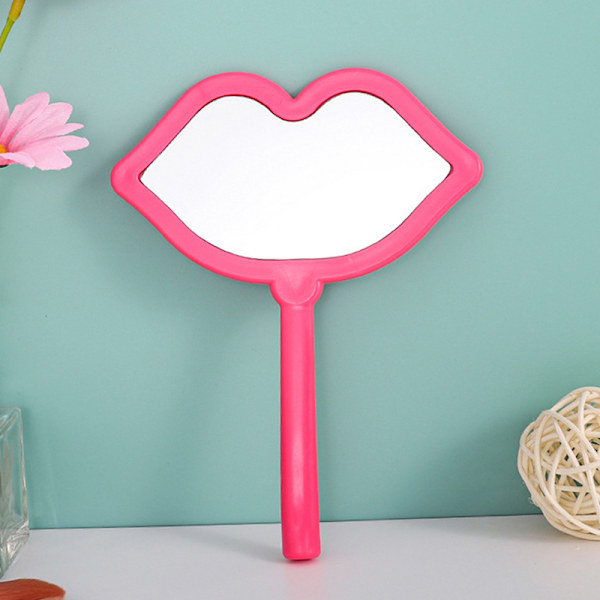 1 PC Håndholdt Makeup Spejl Læbeform Makeup Spejl DIY Mini Sma Rose red