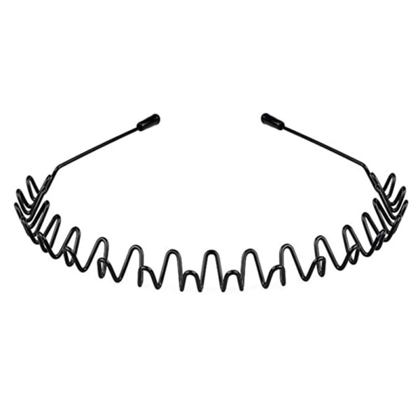 Black Metal Waved Style Sports Slitstarkt halkfritt hårband unisex one size