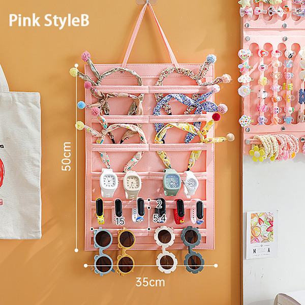 Hair Bows Organizer Suuri kapasiteetti sankapidike seinään ripustettava Pink StyleB