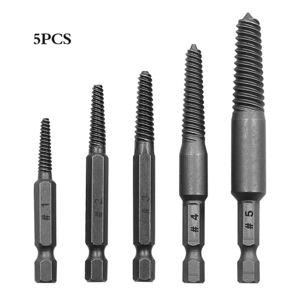 5PCS Skruvutdragare Centerborr Bits Guide Set Trasig Skadad 5PCS