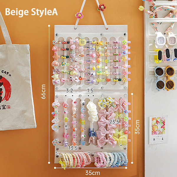 Hair Bows Organizer Suuri kapasiteetti sankapidike seinään ripustettava Beige StyleA