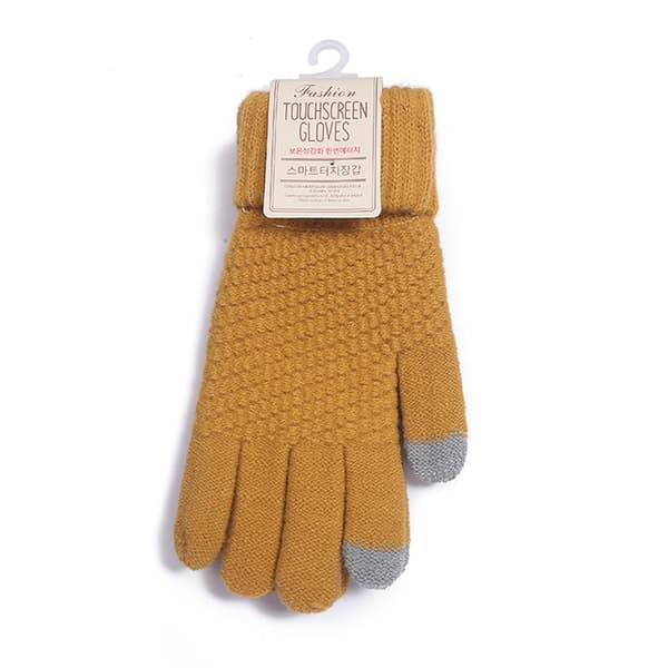Vinter Touch Handskar Kvinnor Män Varma Tjocka Stretch Stickade Full Finger Pink
