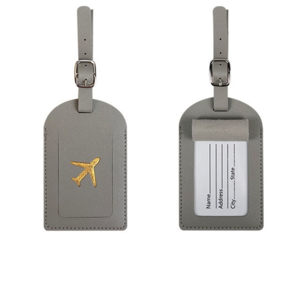 1 STK Kvinder Mænd PU Læder Bagage Tag Kuffert Identifier Label White
