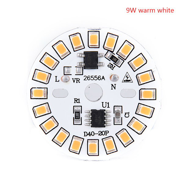LED-lampa Patch Lamp SMD Plate Circular Module Light Source Plat 9w warm white