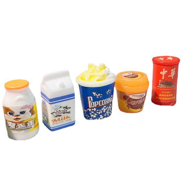 5 STK og Mini Dukkehus Supermarked Snacks Til Dukke Køkken Tilbehør one size