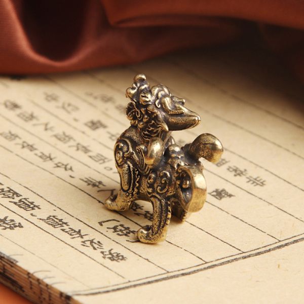 Statue Figur Rikdom Messing Dekor Prosperity Style Ornament F Bronze