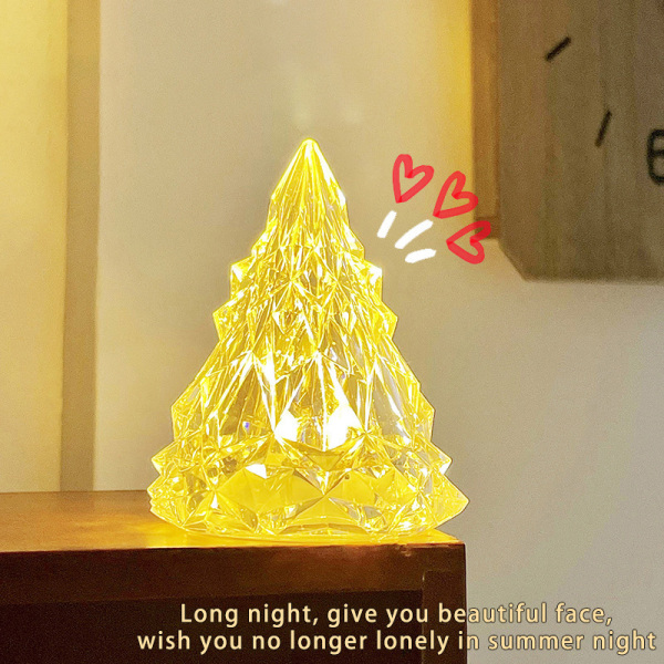 Jäävuoren muotoinen jouluinen läpinäkyvä kristallilamppu yöpöydällä Yellow