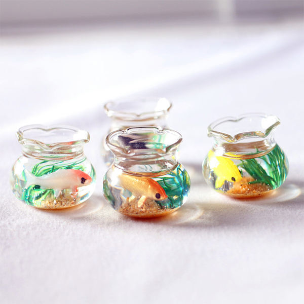 Dukkehus Miniatyr glass fisketankskål Akvarium Doll House Ho A