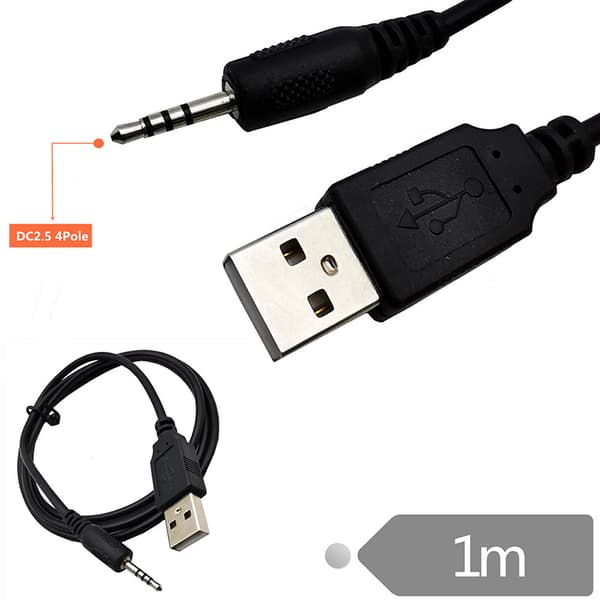 USB-oplader strømkabel til Synchros E40BT/E50BT hovedtelefoner Black