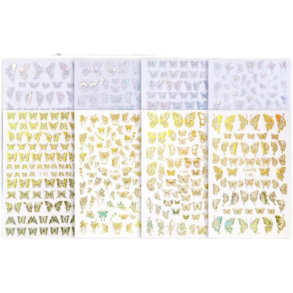 Butterfly Nail Art Stickers Nail Decals Decorations DIY Manicu Gold A