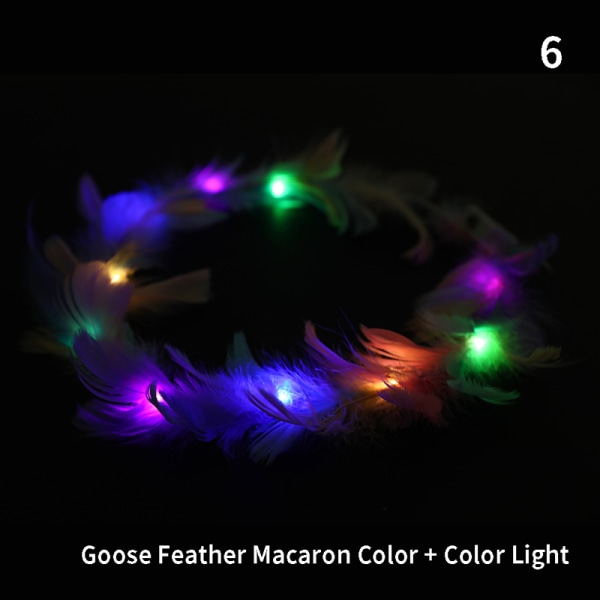 5 st LED Luminous Feather Wreath Pannband Garlands Girls Light U 6