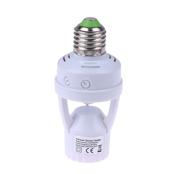 1st AC100-240V E27 Socket Converter med PIR rörelsesensor LED White