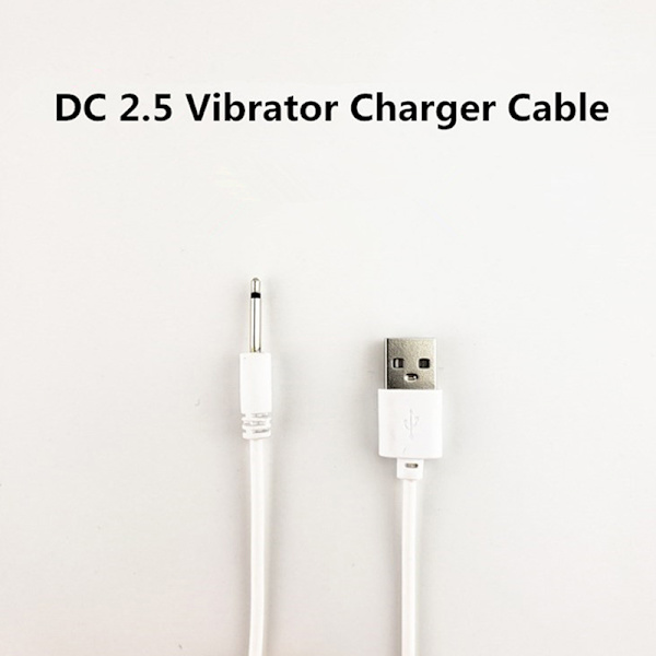 USB DC 2.5 Vibrator opladerkabel til genopladelig voksen T White