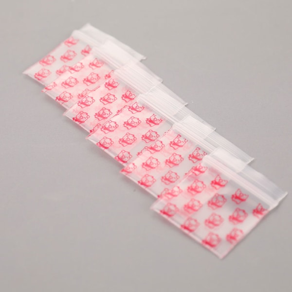100 Stk Mini Ziplock Poser Liten Plast Glidelås Bag Emballasje Pil Transparent