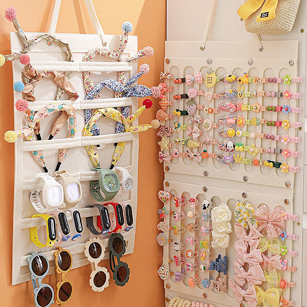 Hair Bows Organizer Suuri kapasiteetti sankapidike seinään ripustettava Beige StyleA