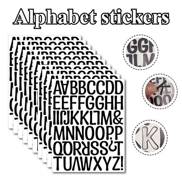 Vandtæt alfabet bogstavnummer DIY personlig navnemærke Black Capital letter
