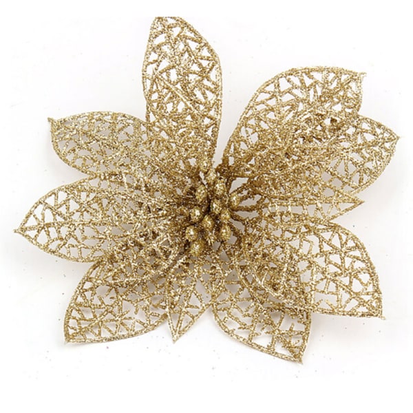 5 st Glitter Hollow Bröllopsfest Dekor Jul Blommor Xmas Gold