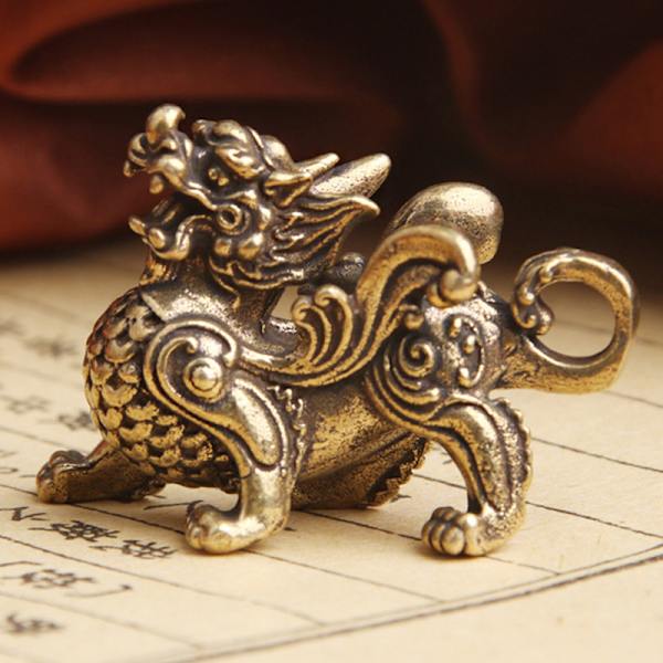 Statue Figur Rikdom Messing Dekor Prosperity Style Ornament F Bronze