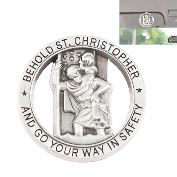 St Christopher Medal Car Saint Christopher Visor Clip Auto Sun