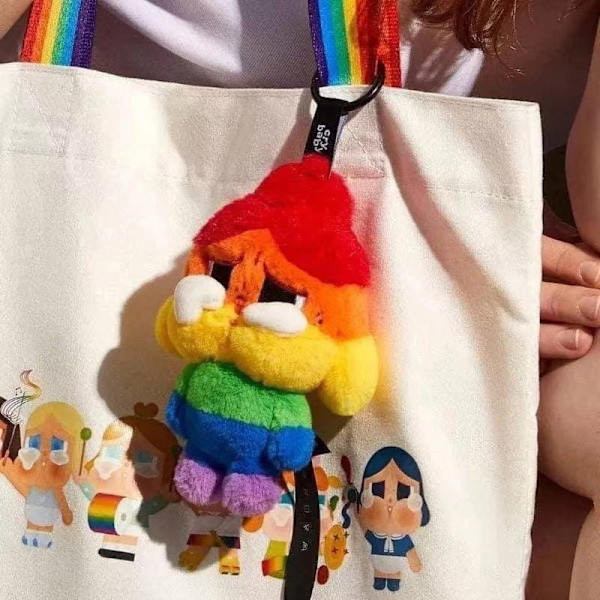 Pop Mart pehmolelu riipus sateenkaari Crybaby tyttö nukke avaimenperä avain R one size