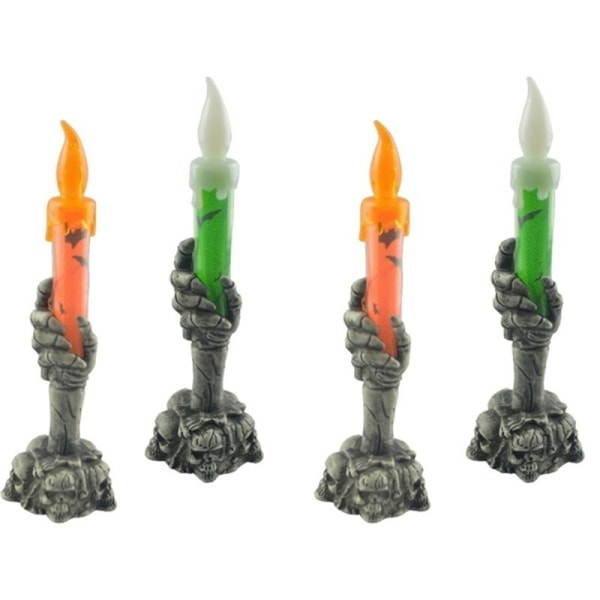 Halloween Skull Skjelett Håndholder Candle Light Party Green