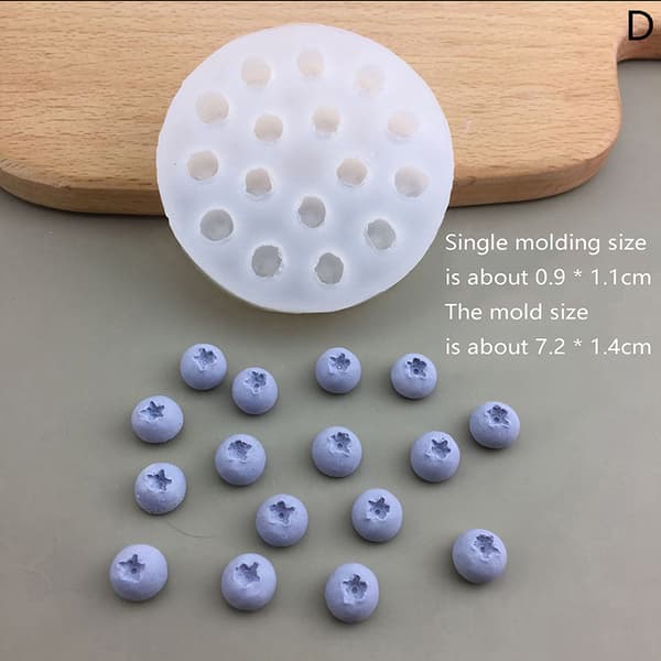 1 stk 3D blåbær bringebær silikonform DIY simulering frukt F E